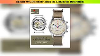 Hot Picks RED STAR 38mm Men&#39;s 1963 Chronograph Mechanical Watch Pilot with Seagull Movement ST1901•