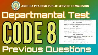 Departmental test code 08 previous Questions/Important topics based on previous papers