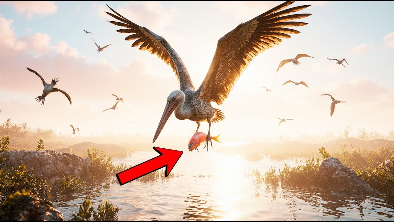 Pelican’s Heart Stopping 50 Foot Dive to Rescue a Dying Fish—Must See Footage!