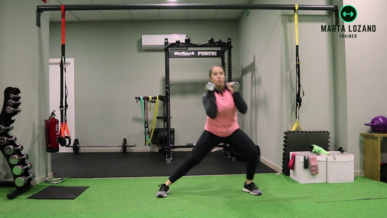 Lateral lunge + push hombro - YouTube