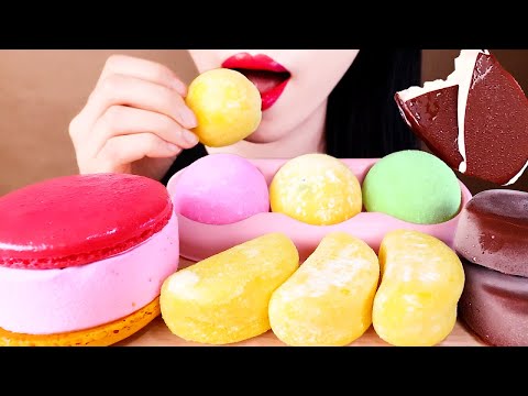 ASMR  ICE CREAM RICE CAKES, ICE MACARON, CHOCOLATE eating sounds MUKBANG찹쌀떡 아이스크림, 마카롱, 초콜릿 티코 디저트먹방