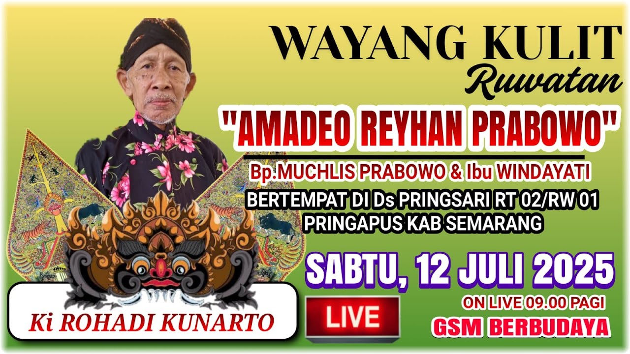 #LIVE WAYANG KULIT  'AMADEO REYHAN PRABOWO' /Ki ROHADI KUNARTO /#wayangkulit / SESI 2