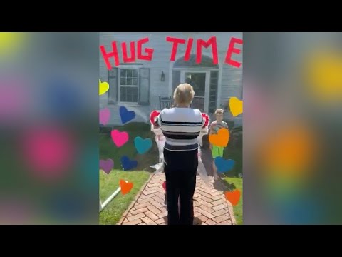 'Hug machine' lets great-grandma hug kids despite coronavirus social distancing