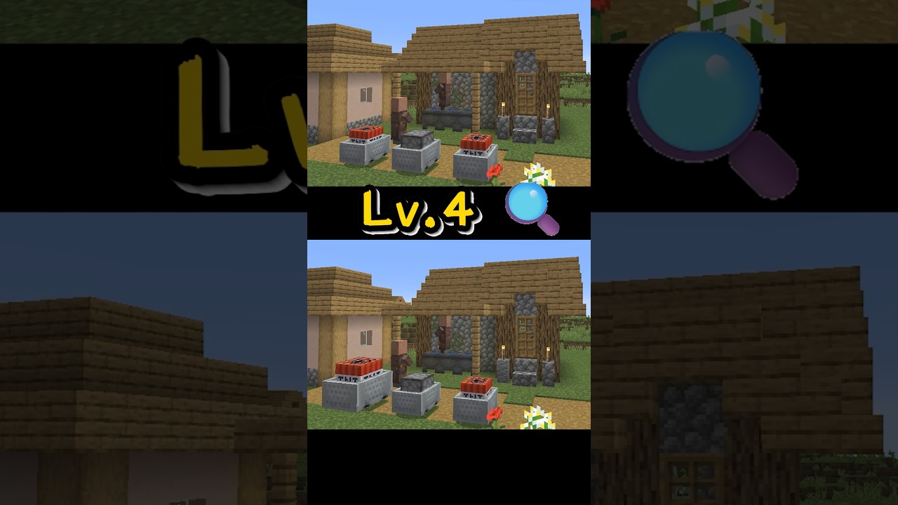 【Lv4】Spot 3 Differences! 🔍 マイクラ間違い探し #Shorts #Minecraft #マイクラ