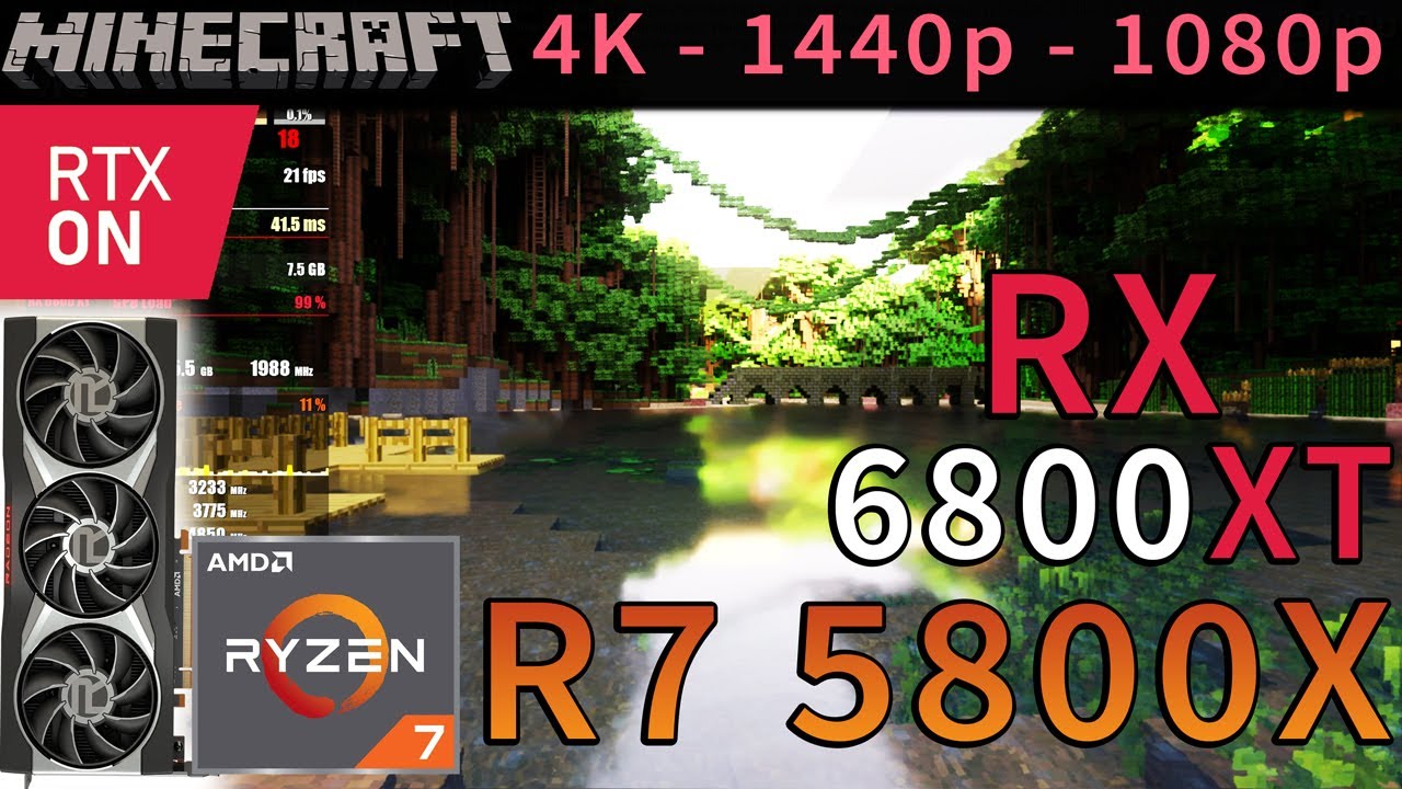 Minecraft RTX, RX 6600 XT, Ryzen 7 5800X, Ray Tracing ON & OFF