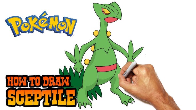 Dibujando y coloreando a Treecko (Pokemon) - Drawing and coloring Treecko 