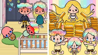 Rainbow Hair Family Hate Me Because I Have Gold Hair | Toca Life Story | Toca Boca