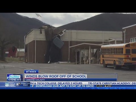 Wind blows roof off Greene County elementary school gym