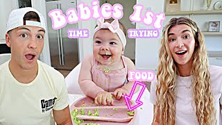 BABY SKYE'S FIRST TIME EATING FOOD! *Too Cute*