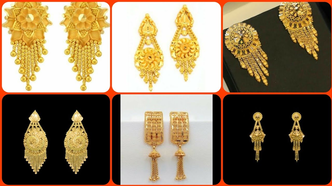 2021 new gold earrings design for girls | new & stylish earrings design  2021 - YouTube
