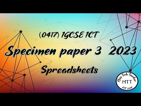 Ict Igcse Specimen 2023 Paper 3 - Spreadsheets