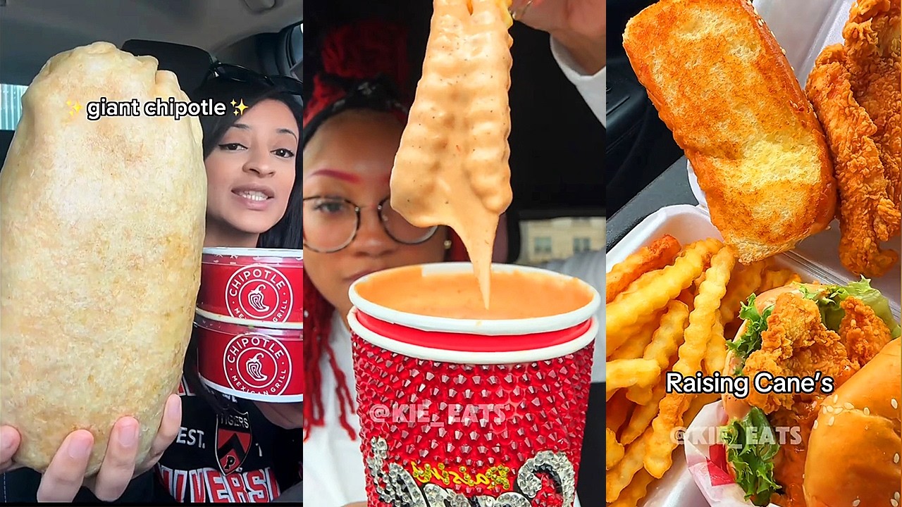 Asmr EATING 🍔| 166 | GIANT chipotle burrito, jollibee, chick-fil-a, Raising Canes, Cinnabon and more