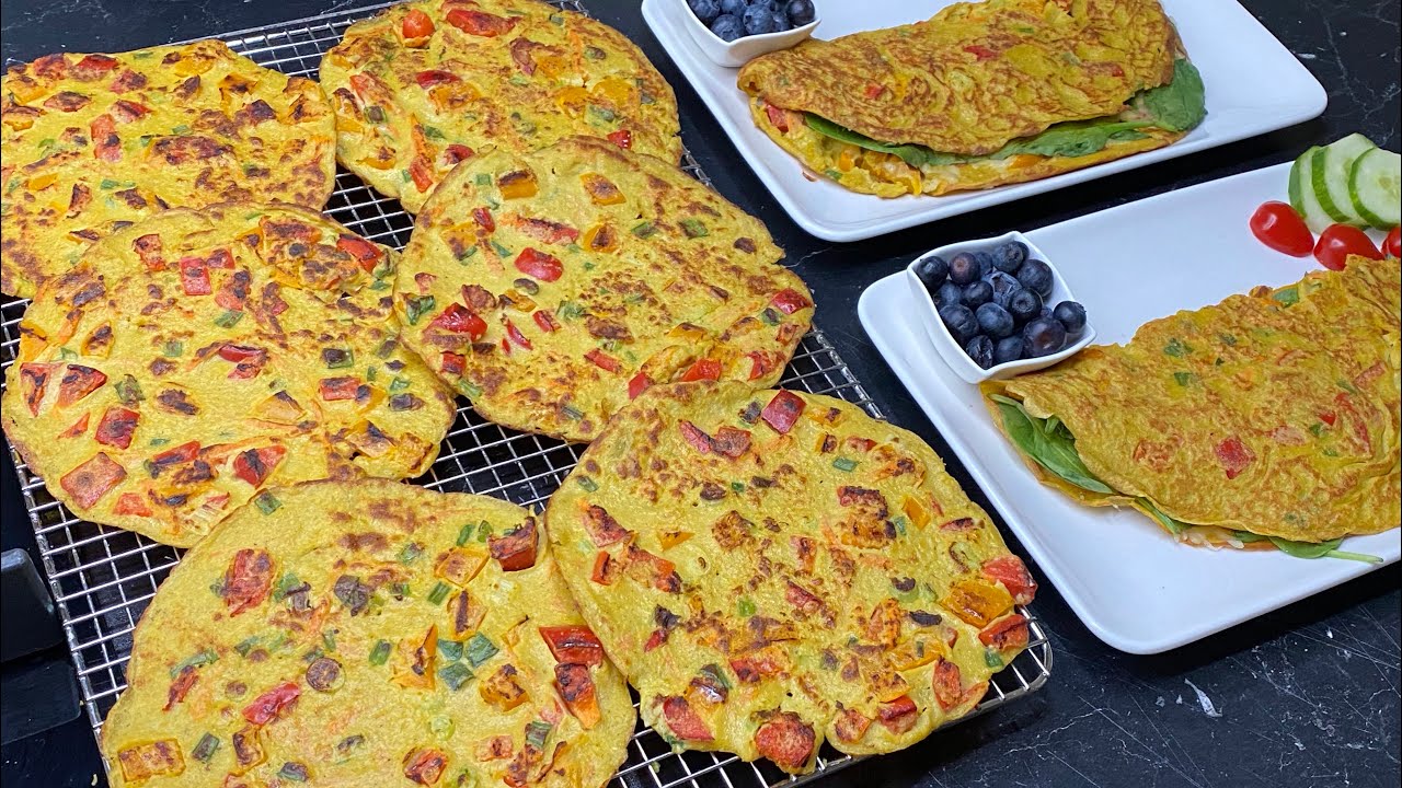 أسرع وألذ وجبة فطور أو عشاء كريب بالخضار فقط بدون غلوتين بمكونات بسيطة وإقتصادية للرجيم بدون حرمان