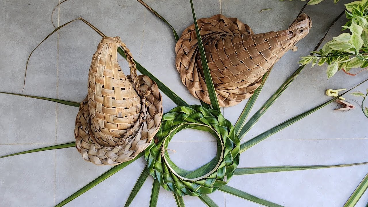 Cách đan nÓn Phùy Thủy lá dừa| Cocoleaf Witch hat| Halloween 