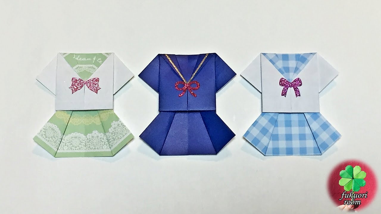 女の子向けの折り紙 簡単でかわいいセーラー服の折り方 Fukuoriroom Youtube