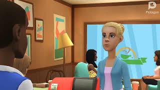 Jessica at the Cafe got surprised by Scott working there (Plotagon)