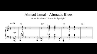 Ahmad Jamal - Ahmads Blues - Piano Transcription (Sheet Music in Description)