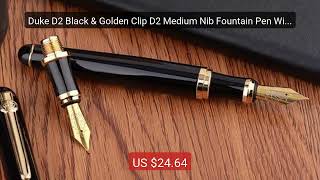 Duke D2 Black & Golden Clip D2 Medium Nib Fountain Pen With 1pc Cal... — Top Rated 2026 | Buy Now!