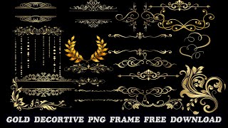 Gold decorative elements, dividers, corners, PNG Free Download | Srinu photoediting.