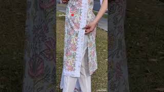 Beautiful Office Wear Casual Kurti Design With Trendy White Lace