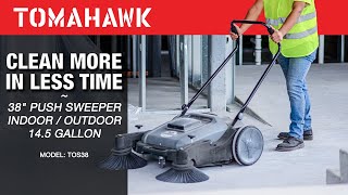 Clean 5x Faster with 38' Push Sweepers with Triple Power Brooms