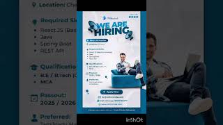 Nithminds hiring for Reactjs developer #nammaooruvelai #tnjobs #jobtree #fresher #trending