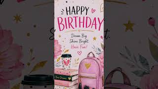 Printable Happy Birthday Card for Teen Girls | Pink & Gold 5 x 7' Digital Download