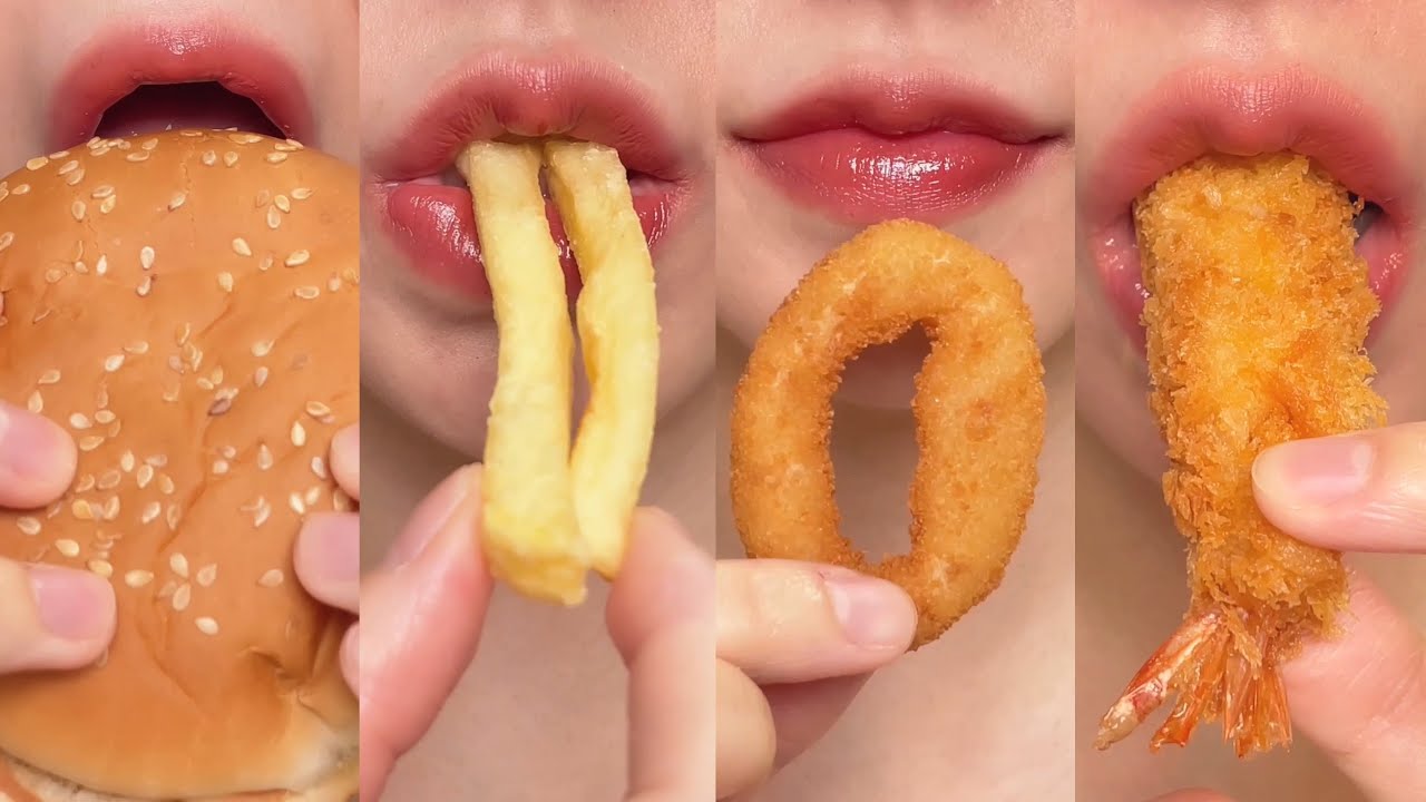 ASMR HAMBURGER ONION RING EMOJI FOOD MUKBANG YouTube