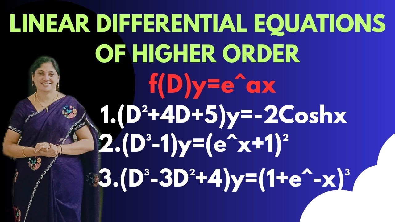Particular Integral-f(D)y=e^ax- Linear Differential Equations of Higher Order - problems