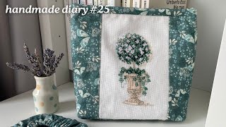 My handmade diary #25. DIY: How to sew a cross-stitch project pouch bag.