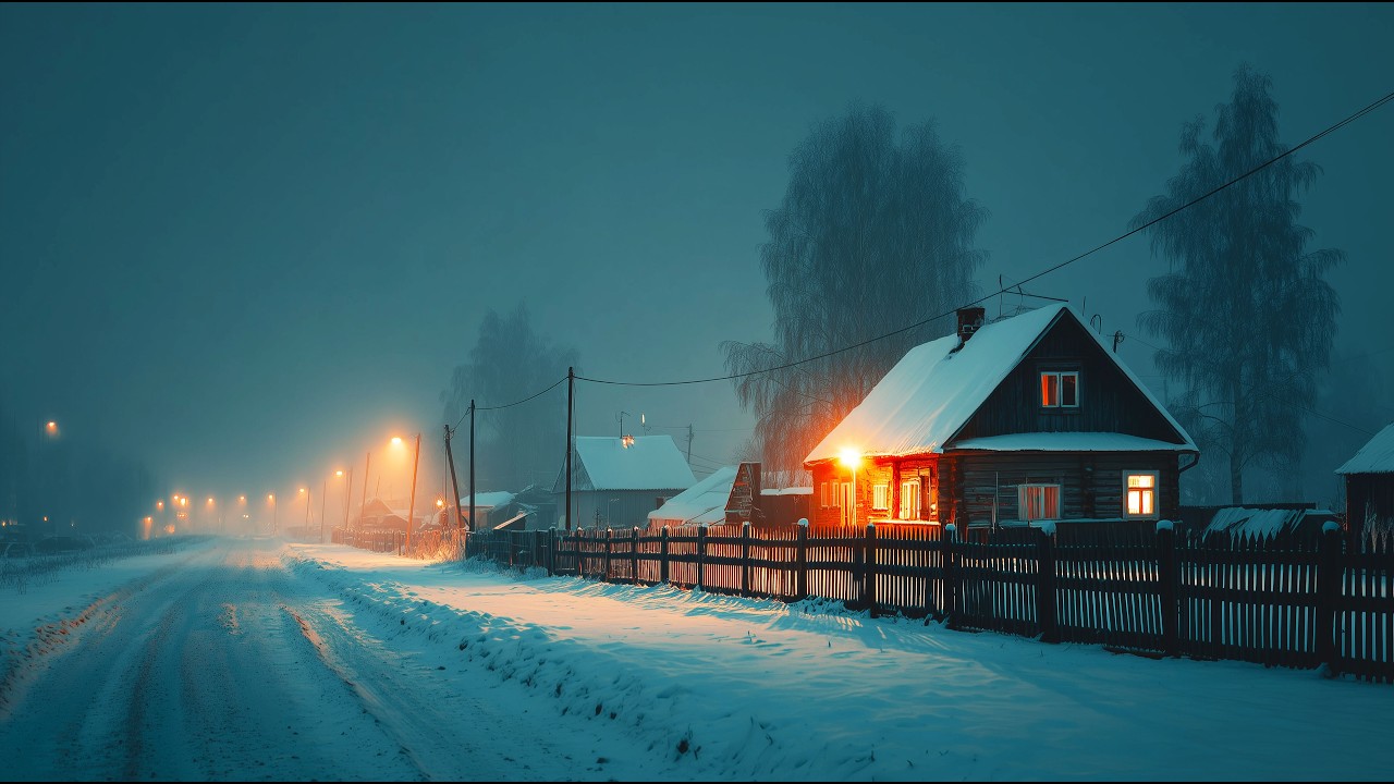 Тихая зимняя ночь в сельской местности | Фоновая фортепианная музыка для сна