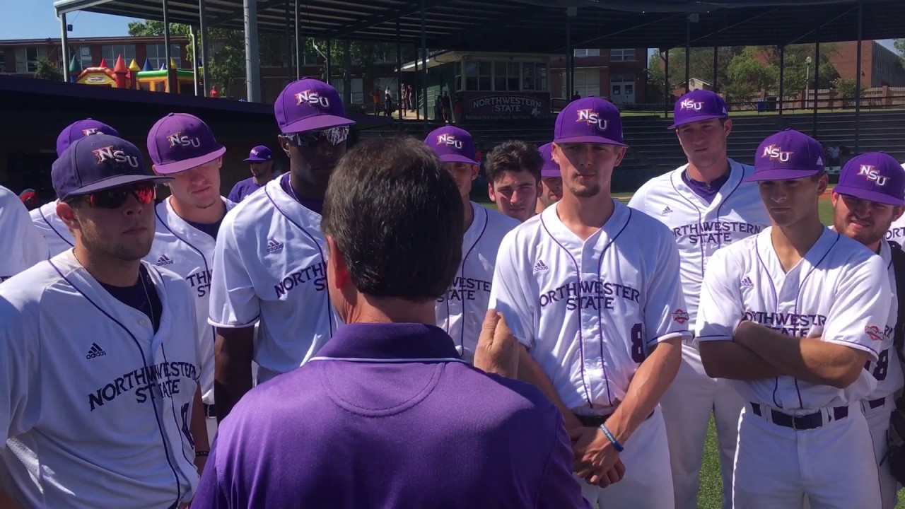 President Dr. Chris Maggio addresses the Demons after the win against UIW.
