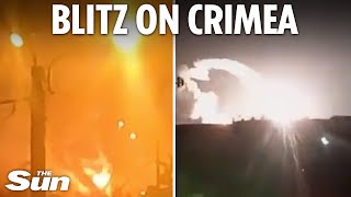 Blasts tear through Russian base as Ukraine's 'US missiles' blow apart Putin's Crimea base