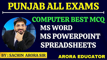 MS Word/MS Excel/Spreadsheet (MS Excel) | Punjab Patwari/Punjab SI/PSCB | Punjab Computer MCQ |