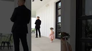 Groom has the biggest surprise during his First Look  Father Daughter Wedding First Looks