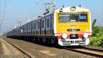 First Electric Multiple Unit local train after lockdown with yellow color face - symbol of purity