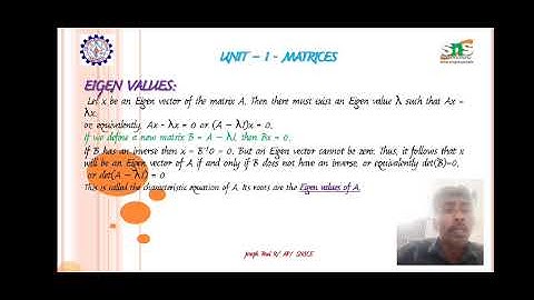 Eigen Value and Eigen Vector and its Properties |Joseph Paul| SNS Institutions