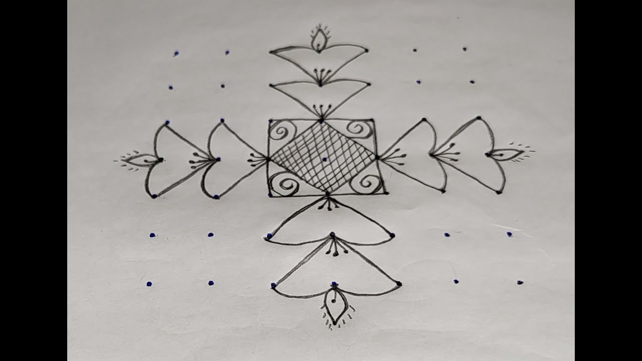 Simple rangoli 🌺 7x7 Dot vilaku kolam🌺 Aani madham kolam