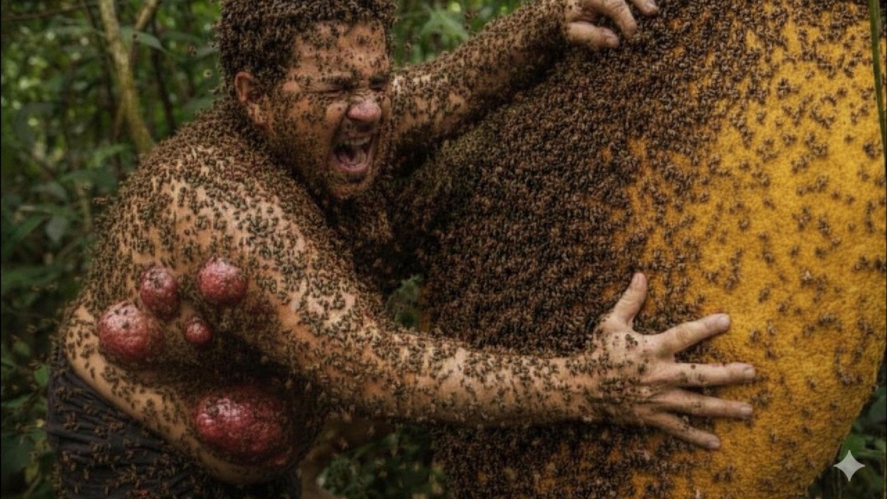Wild Honey Harvest 2026 – A Heart Stopping Moment No Protection — Climbing Straight into a Giant Bee