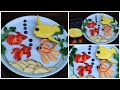 How to make fruits fish plate  strawberry mangotangerineblueberryapple  easy fruits art