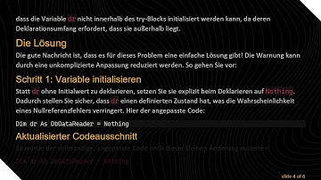 Wie man NullReferenceException in VB.NET beim Verwenden von DataReader vermeidet