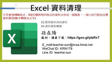 不用寫VBA程式，3個步驟將相同格式的99個檔案合併成1個檔案，1個小技巧教你改變資料類型(數字轉換為文字)：03.取得資料夾的資料、04.資料類型轉換_Excel 資料清理
