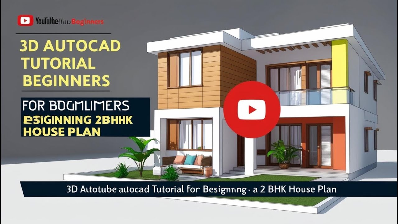 2bhk plan house design to autocad 3d tutorial for beginners ...