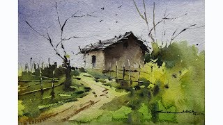 watercolor landscape painting sikander singh india chandigarh paint