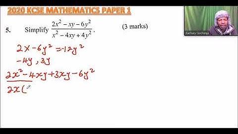 2020 KCSE MATHEMATICS PAPER 1 NO 5