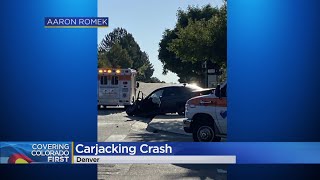 Two taken to hospital after carjacking suspect runs red light while eluding police, crashes