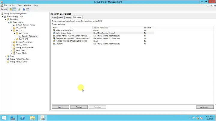 Server 2012-R2 To exclude GPO from a specific group.