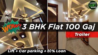 Furnished 3 BHK Flat with Roof Trailer, 100 Gaj, Freehold & 80% Loan, 3bhk flat in Delhi Uttam Nagar