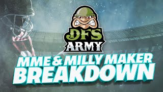 Draft Kings MME & Milly Maker Review NFL DFS Week 8