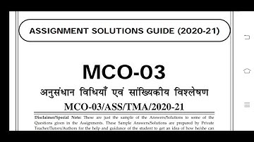 MCO 03 Ignou Solved Assignment 2020-21